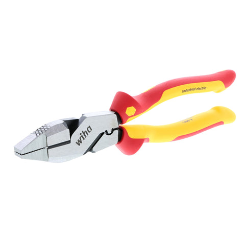 Wiha 32948 insulated Lineman's Pliers front view with soft grip for comfortable use