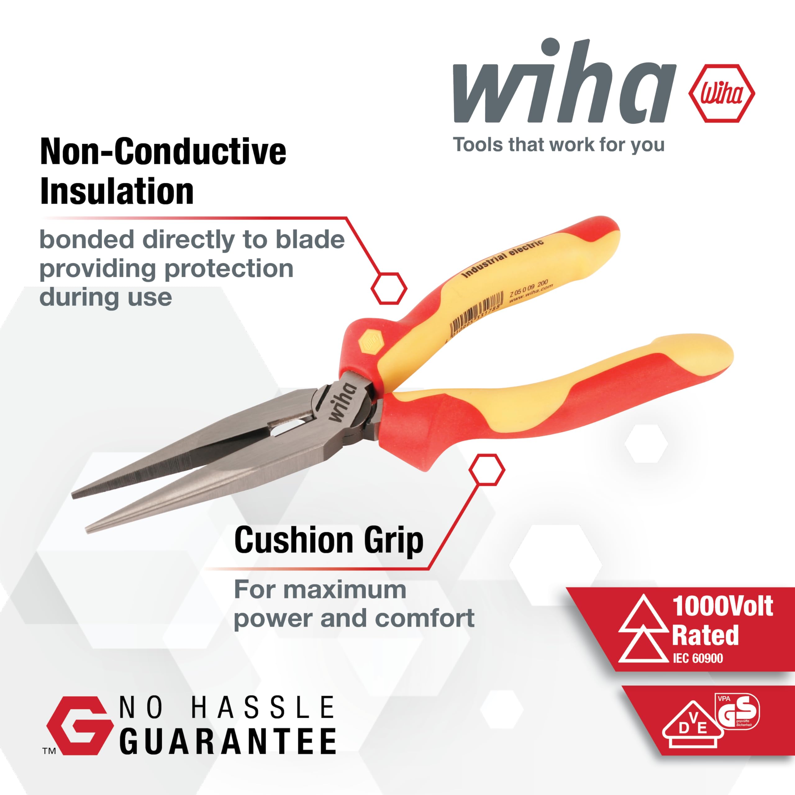 Wiha 32968 linemans-pliers-9-5in offer strong leverage with a slip guard