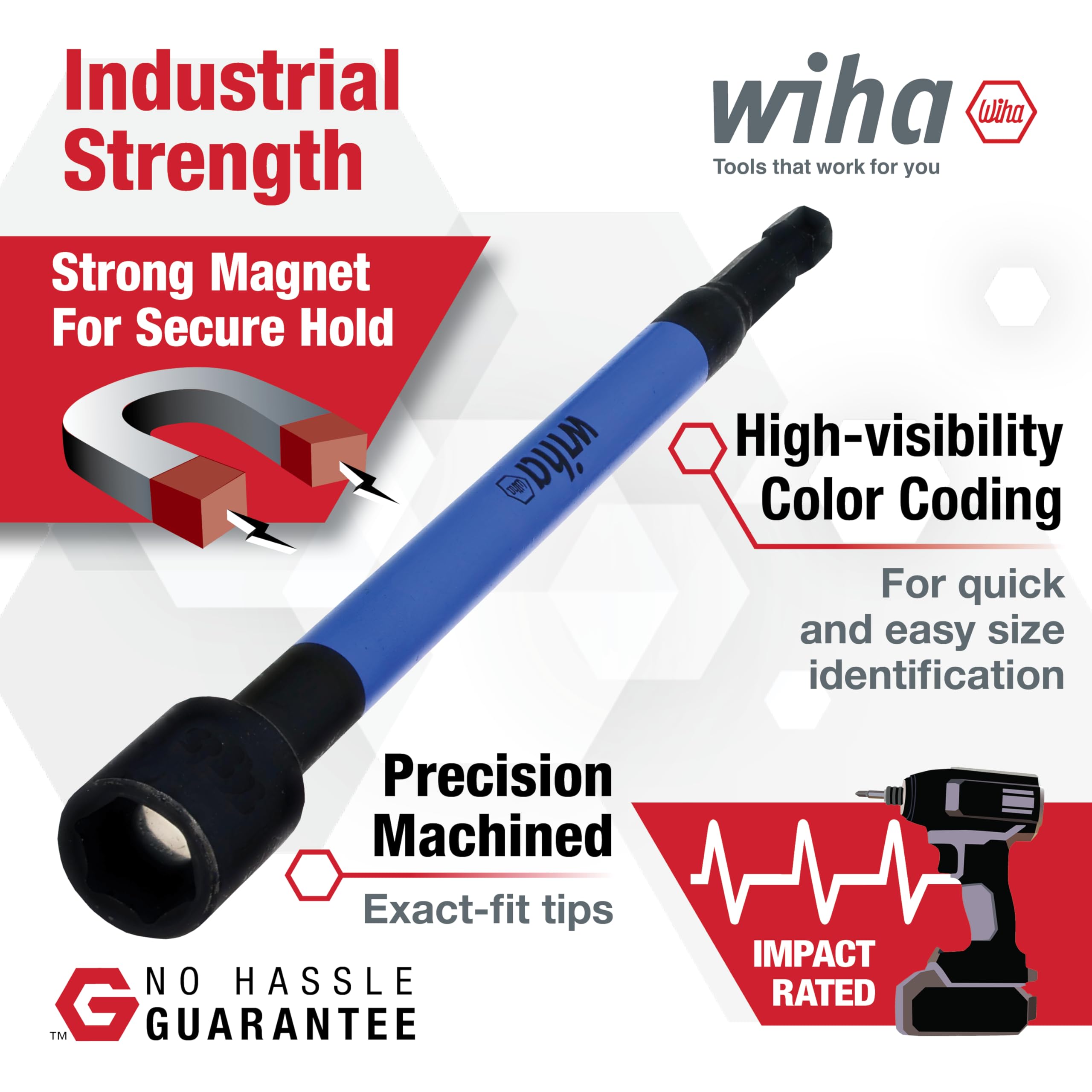 Wiha 70487 magnetic nut setter 10 mm for smooth drive-on with magnetic hold.