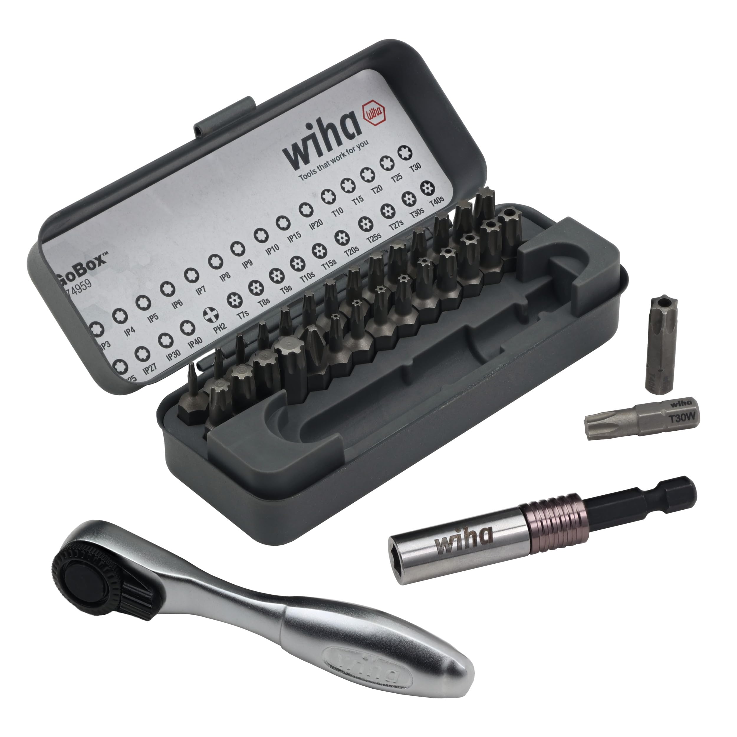 Wiha 74959 magnetic bits secured inside the Go Box during work