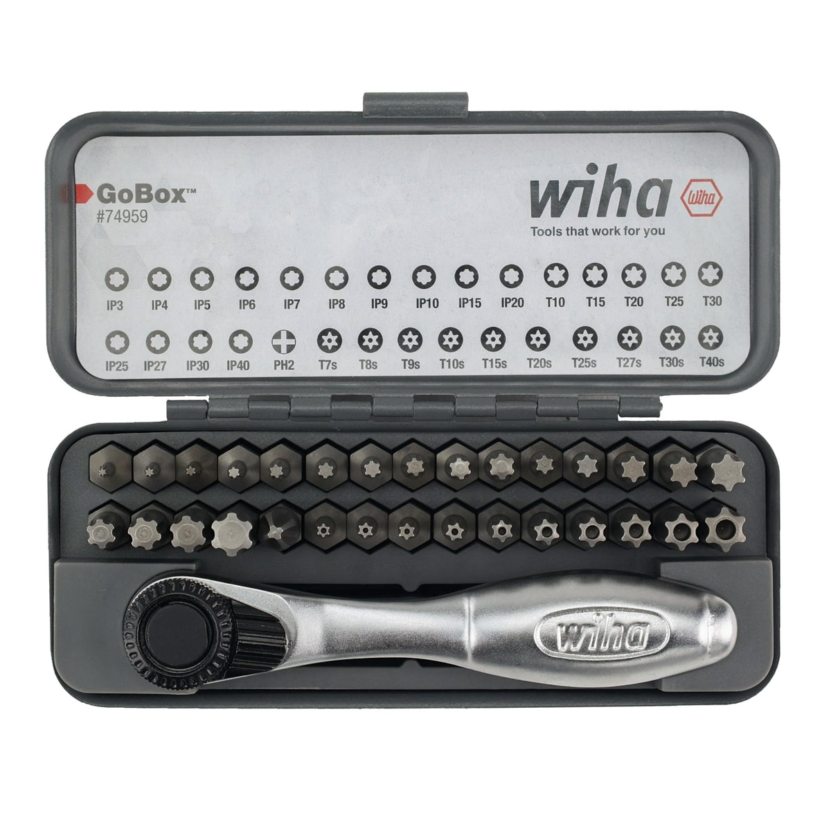 Wiha 74959 master Torx Go Box top view showing organized layout and accessibility