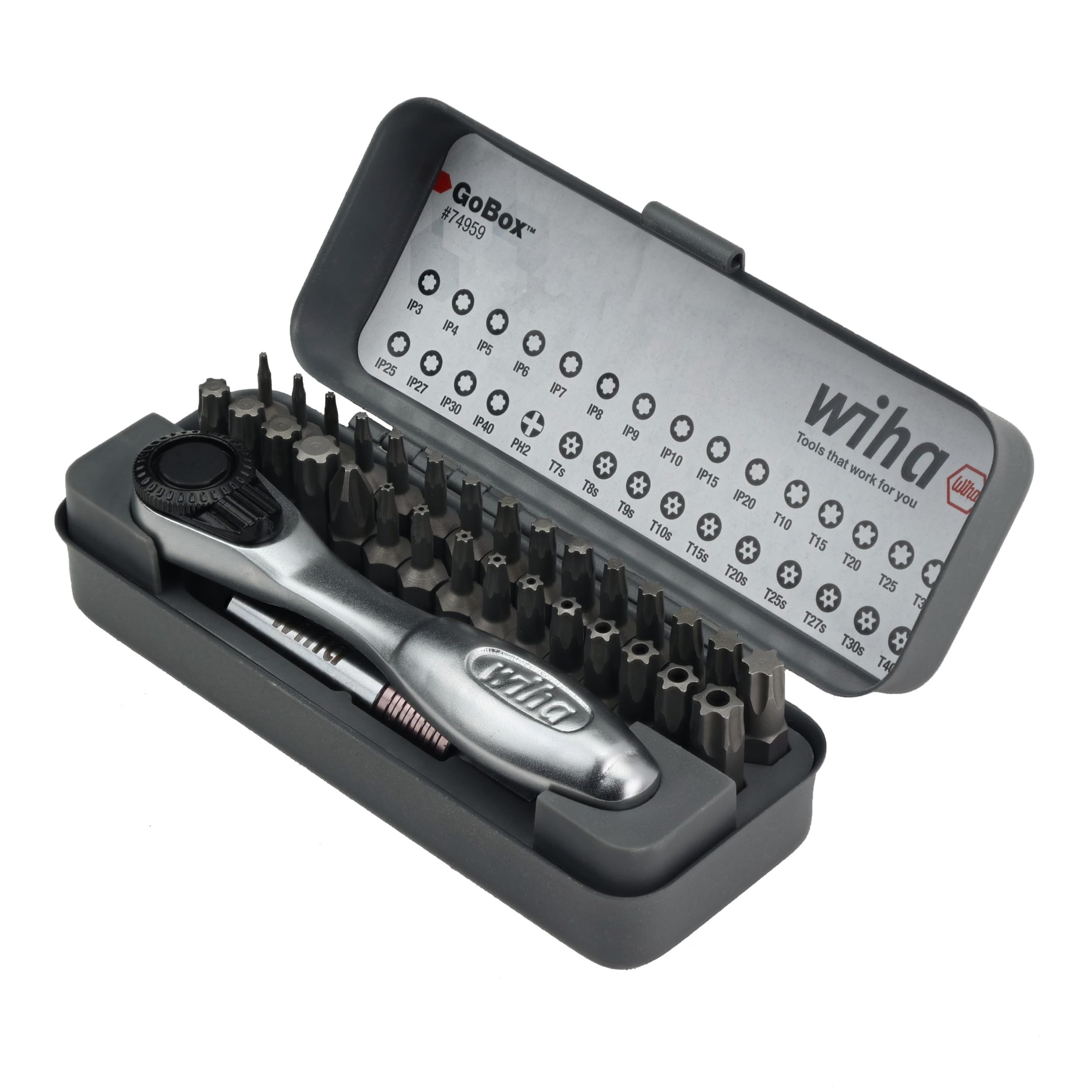 Wiha 74959 mini ratchet in use for quick bit changes
