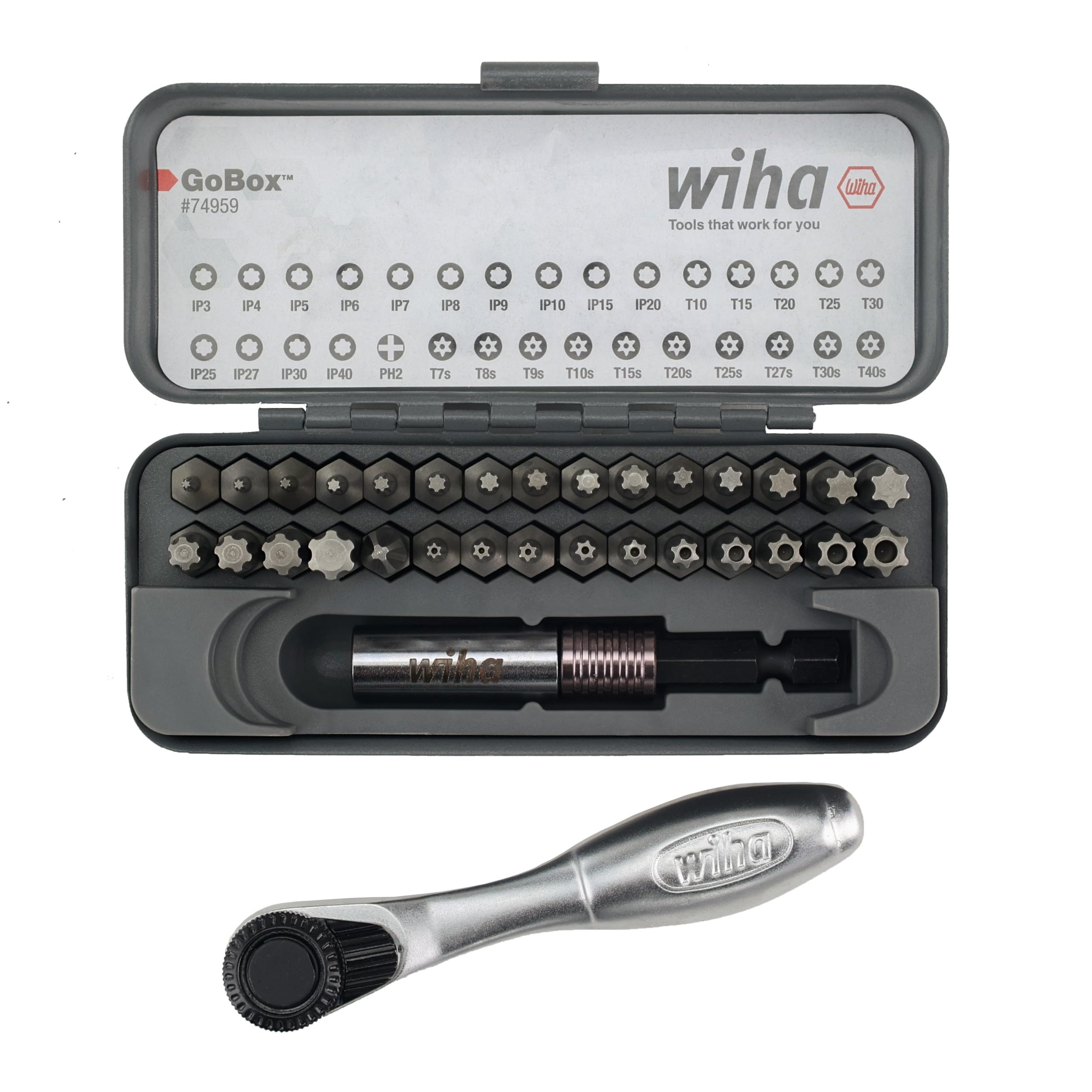 Close-up of Torx Plus and Torx Align tips by Wiha 74959