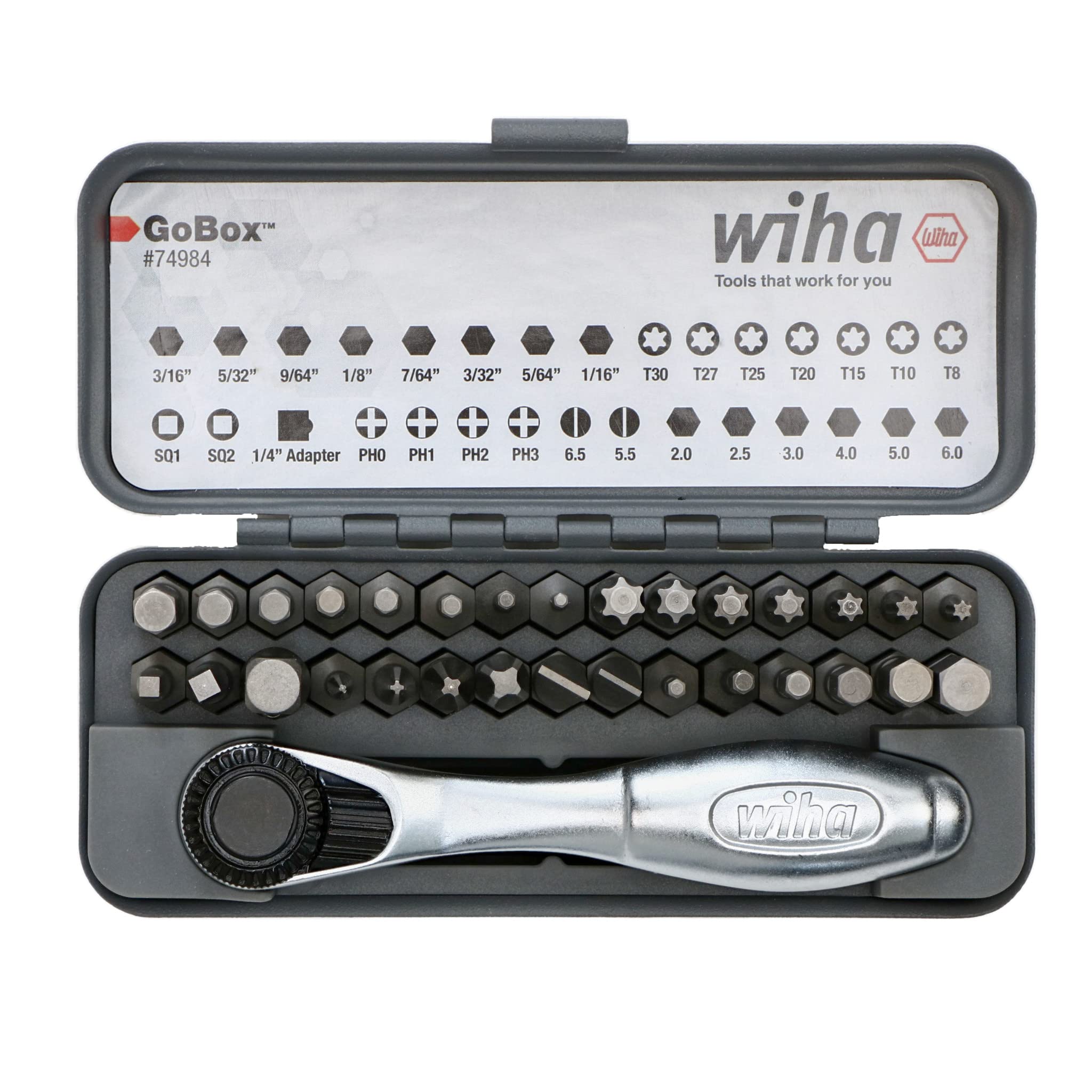 Wiha 74984 GoBox 32-piece bit set in a case for organized projects
