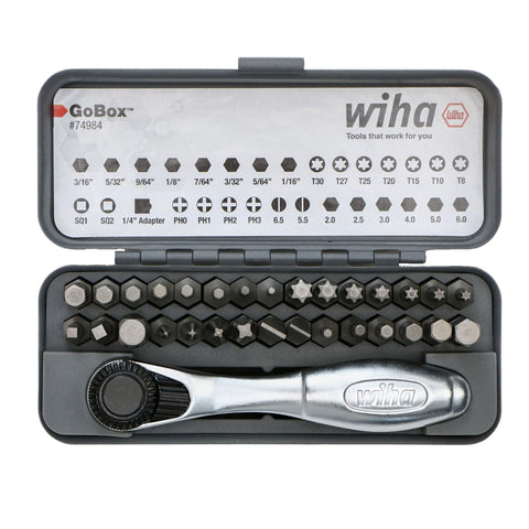 Wiha 74984 GoBox 32-piece bit set in a case for organized projects