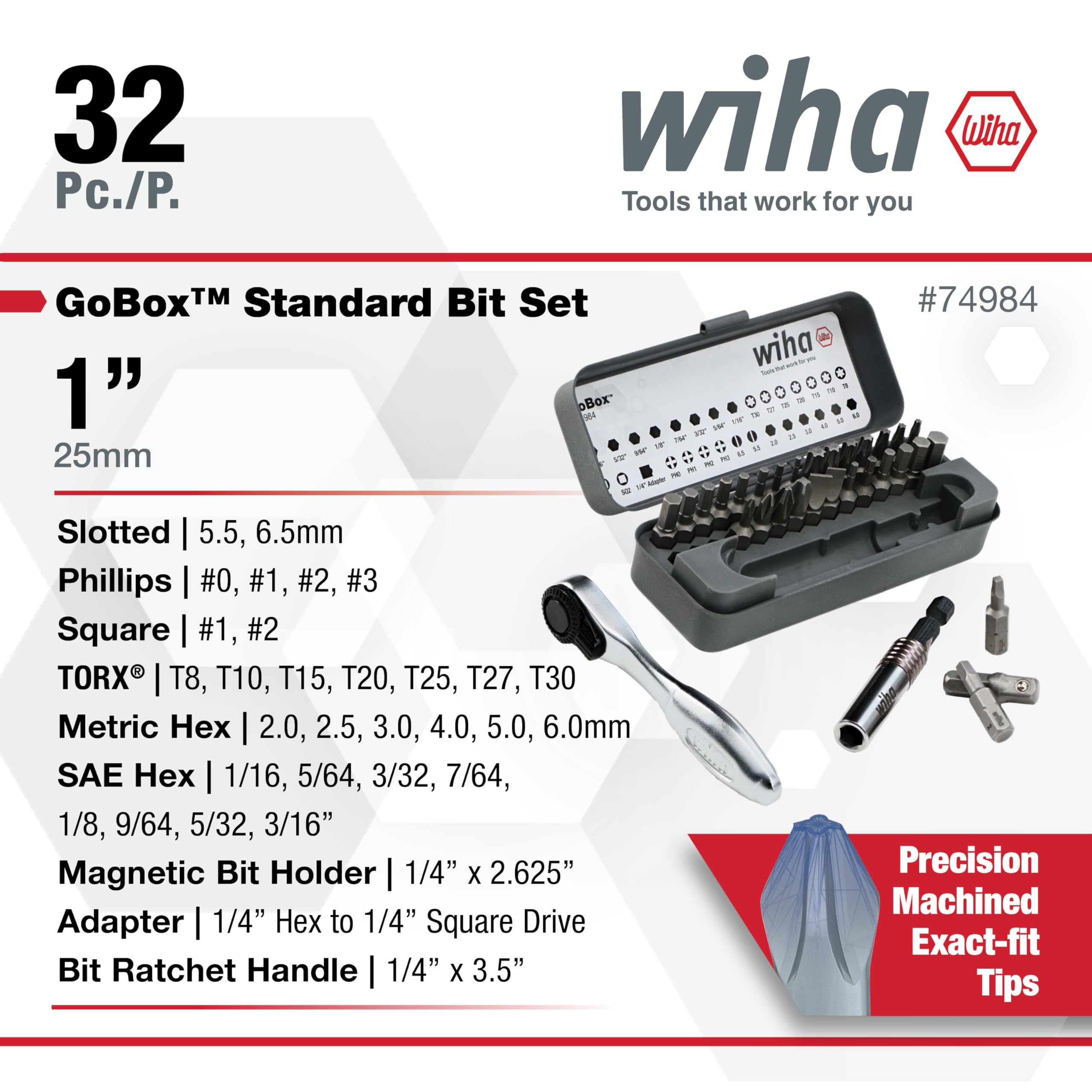 Wiha GoBox lid view illustrating portable organization of bits