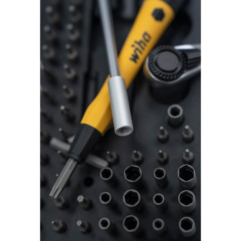 Wiha cushion grip handle provides comfort and reduced fatigue during work.