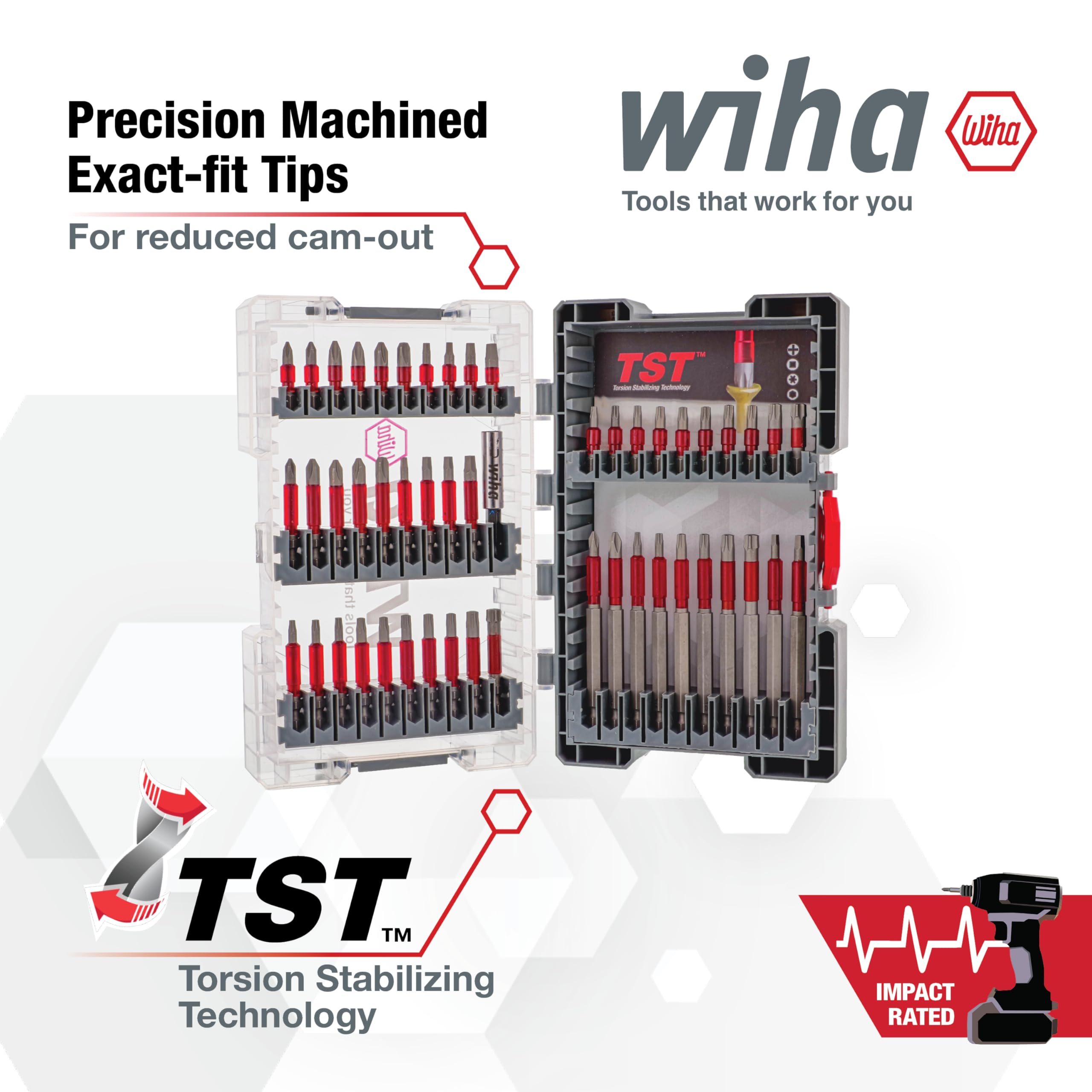 Wiha 1/4-inch hex drive for universal compatibility.