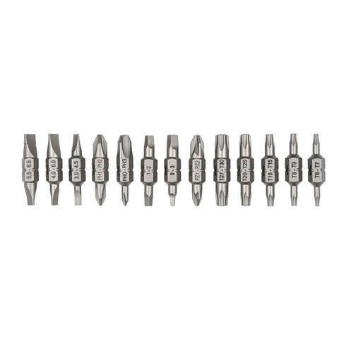 Wiha double-end insert bit reload set 13pc close-up highlighting precise machining for secure fits.