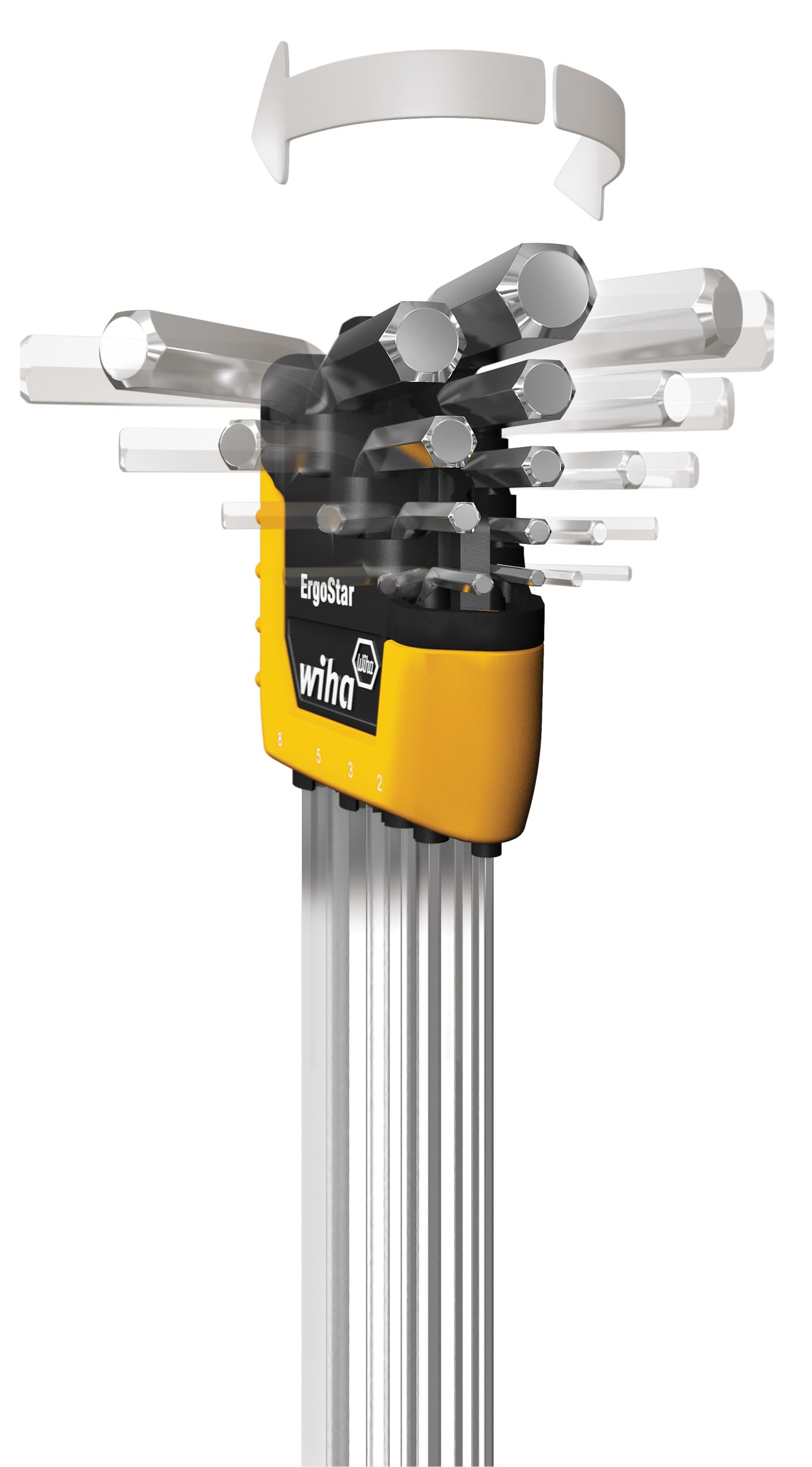 Chrome finish on Wiha ErgoStar hex keys resists wear for long-term use.