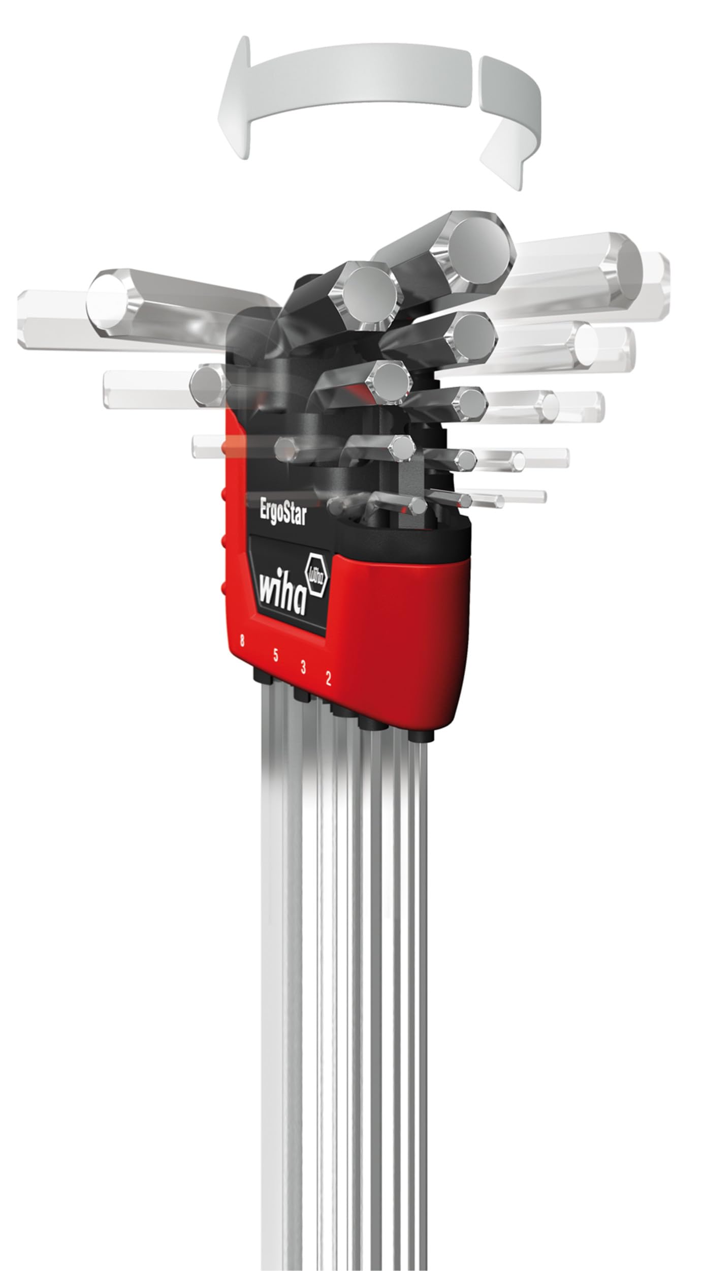 Wiha Ergostar ball-end hex L-key in use, angled insertion made easy.