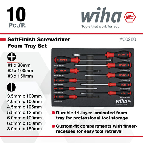 Wiha empty foam tray for 10pc SoftFinish set keeps tools organized
