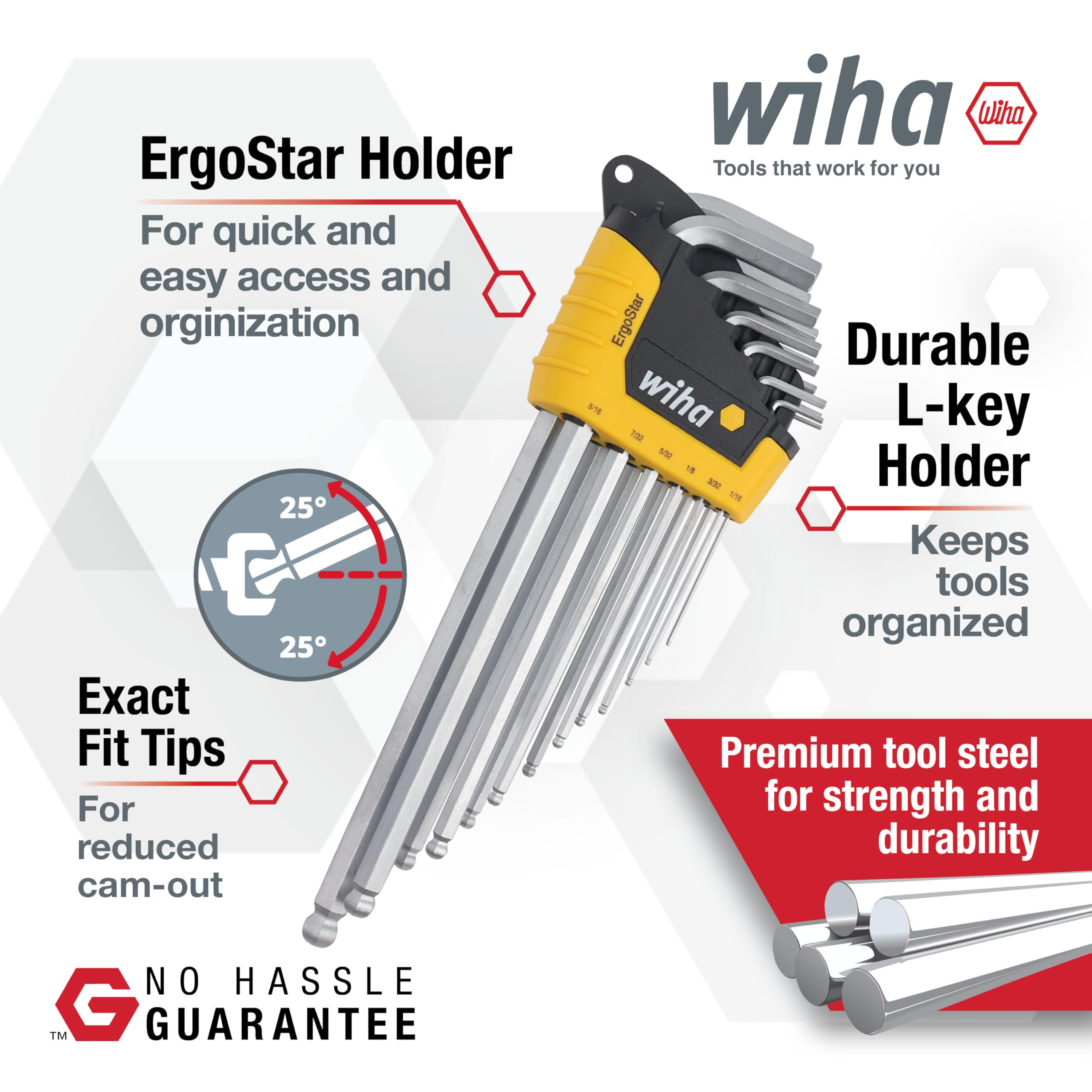 Wiha patented auto-open holder enabling quick one-handed access.