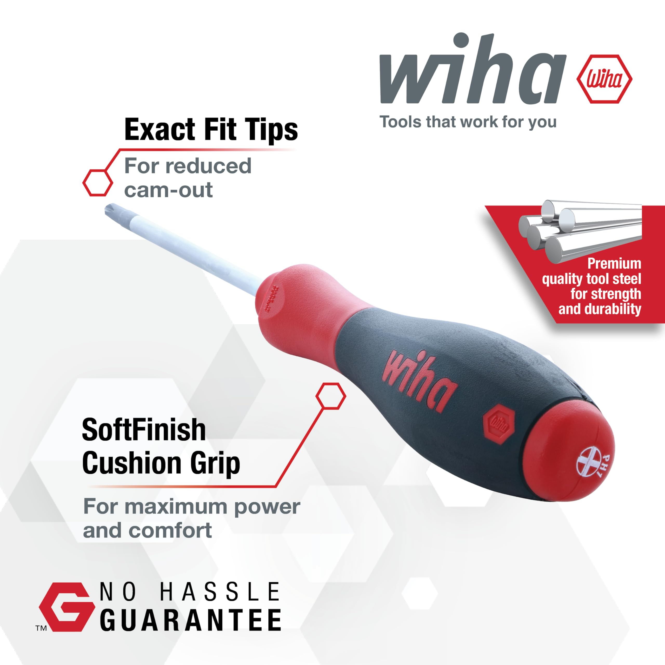 Wiha SoftFinish Phillips #2 screwdriver tip with ergonomic handle
