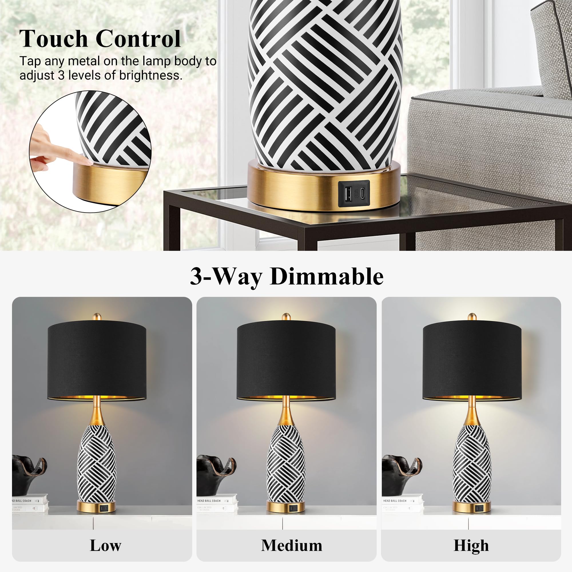 WIHTU 3-way dimmable touch control for adjustable brightness