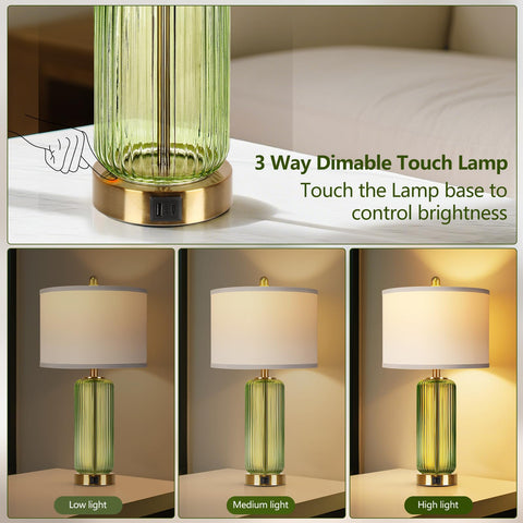 WIHTU bedside lamp demonstrates 3-way dimmable touch control for mood lighting.
