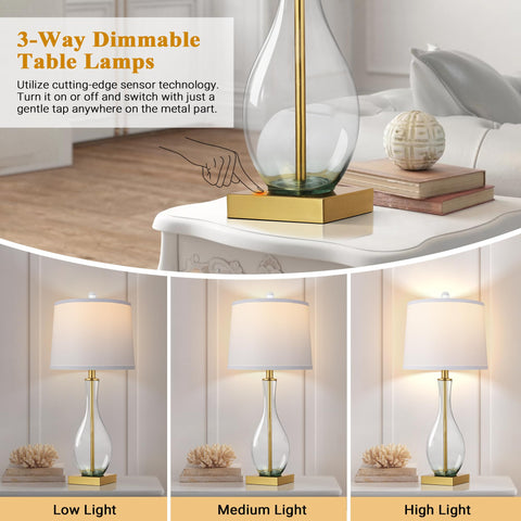 WIHTU bedside lamp with touch control for quick brightness adjustments.
