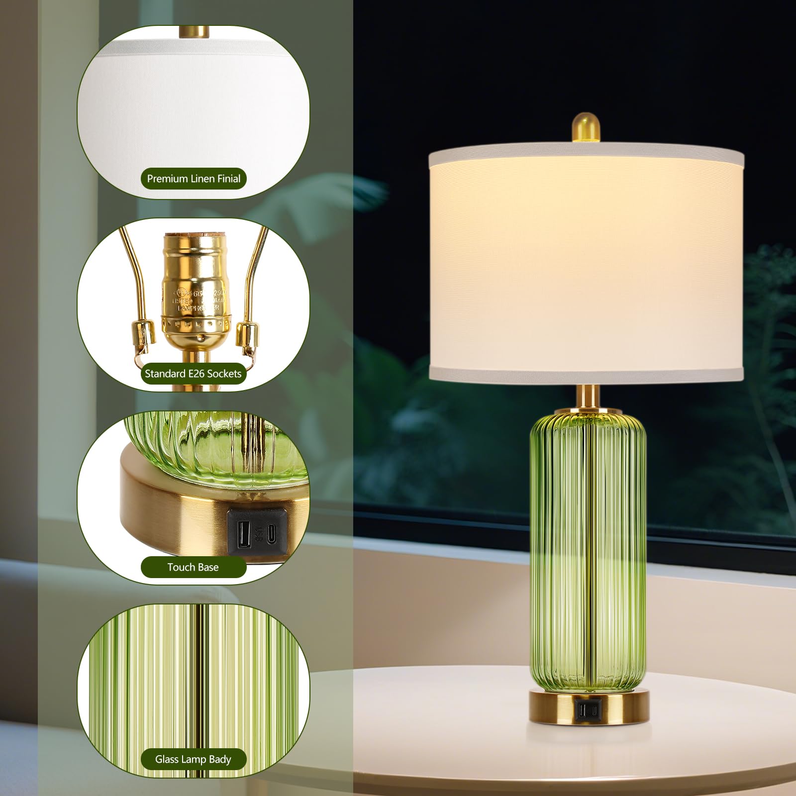 WIHTU desk lamp provides ambient light for study or work at night.