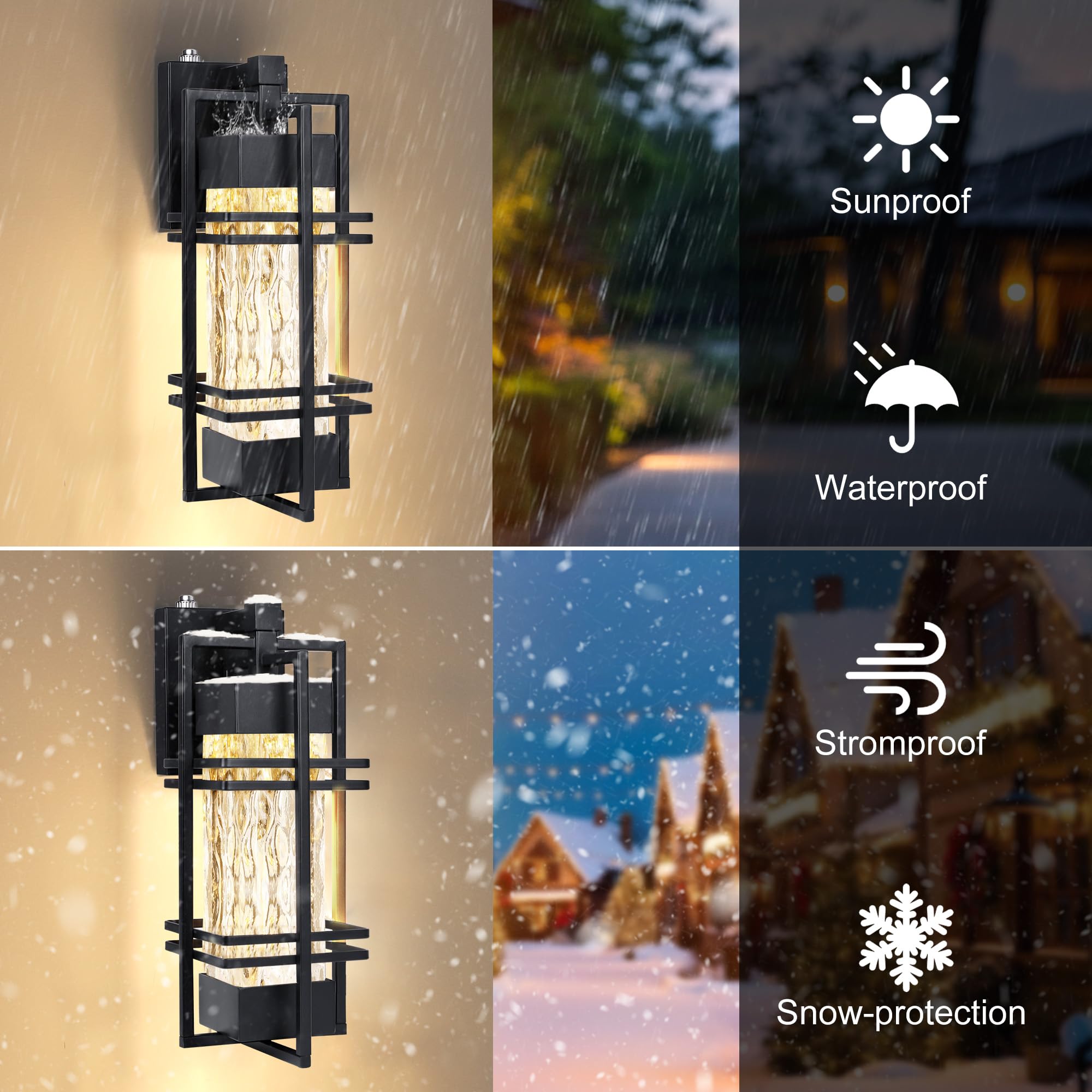 WIHTU outdoor wall lantern waterproof design for durable exterior lighting in any weather.