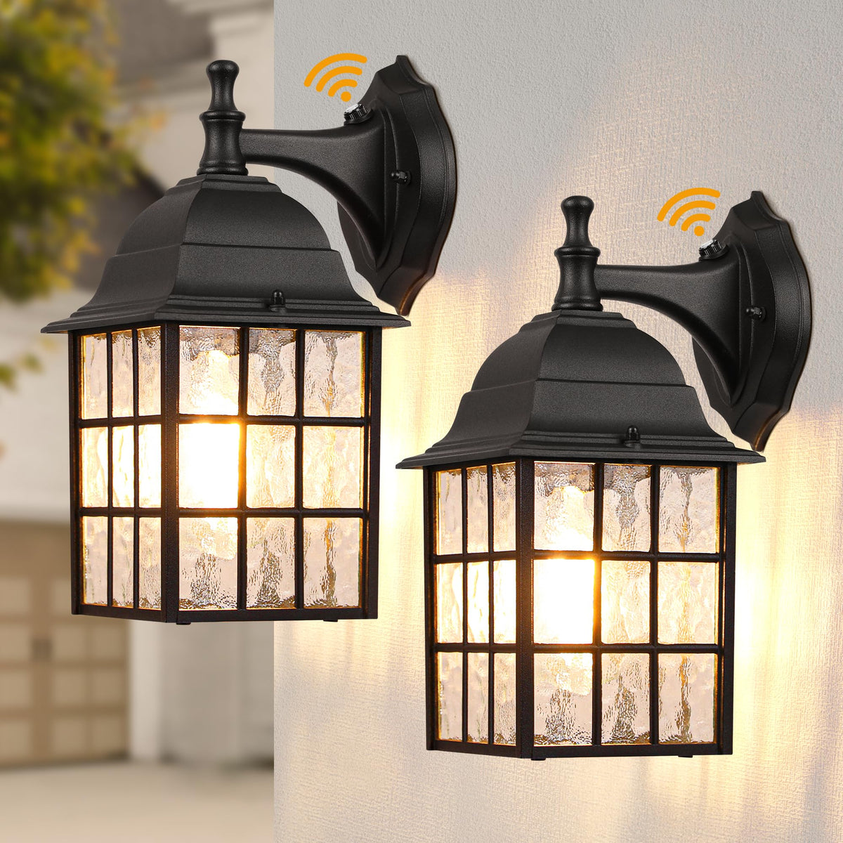 WIHTU dusk-to-dawn wall light mounted at front door offering automatic illumination