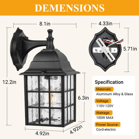 WIHTU dusk-to-dawn wall light open-bottom design for easy bulb replacement