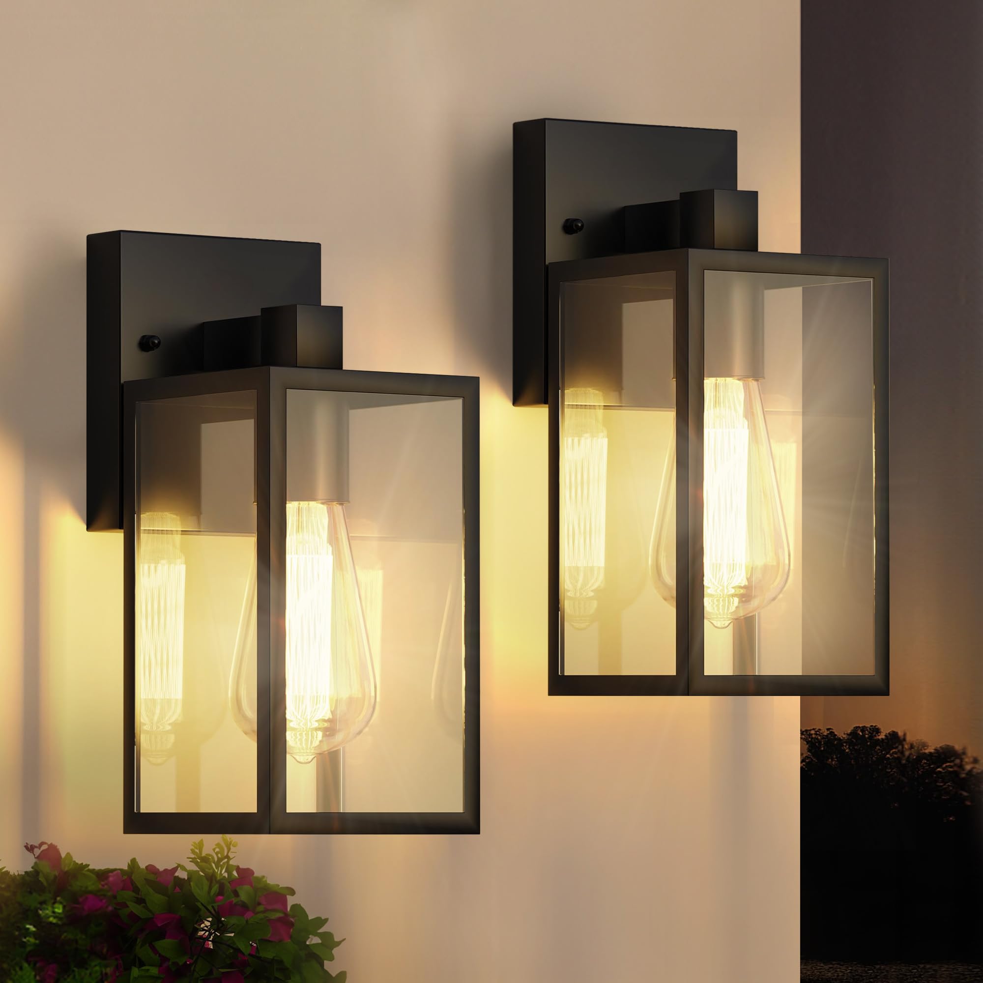 WIHTU exterior porch light in full view highlights durable metal housing and glass panel.