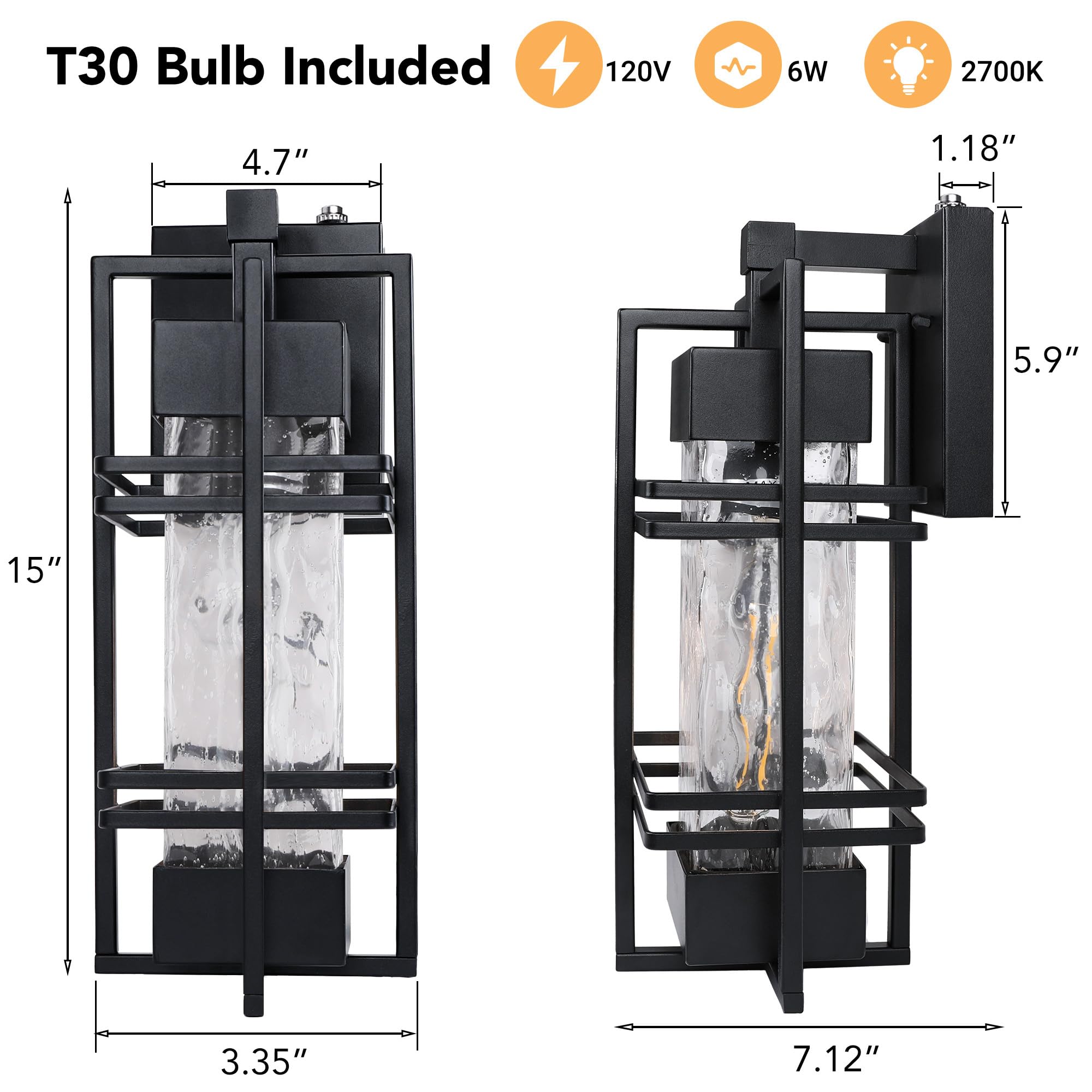 WIHTU garage entry lantern demonstrates easy installation with included bulbs.