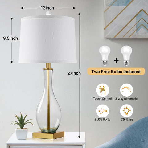 WIHTU gold finish modern lamps add a touch of luxury.