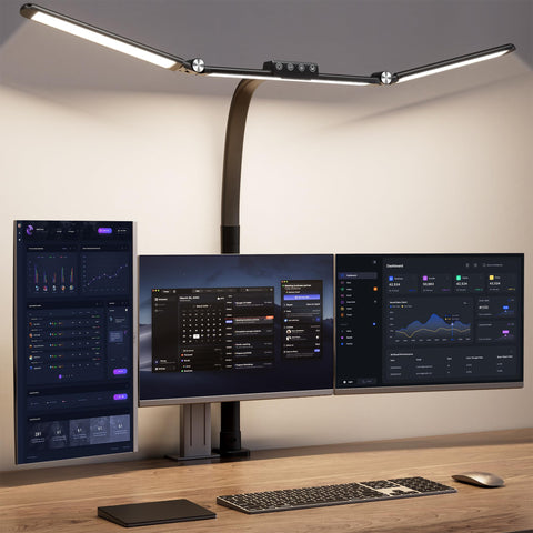 WIHTU large desk lamp clip-attachment provides stable mounting for broad illumination.