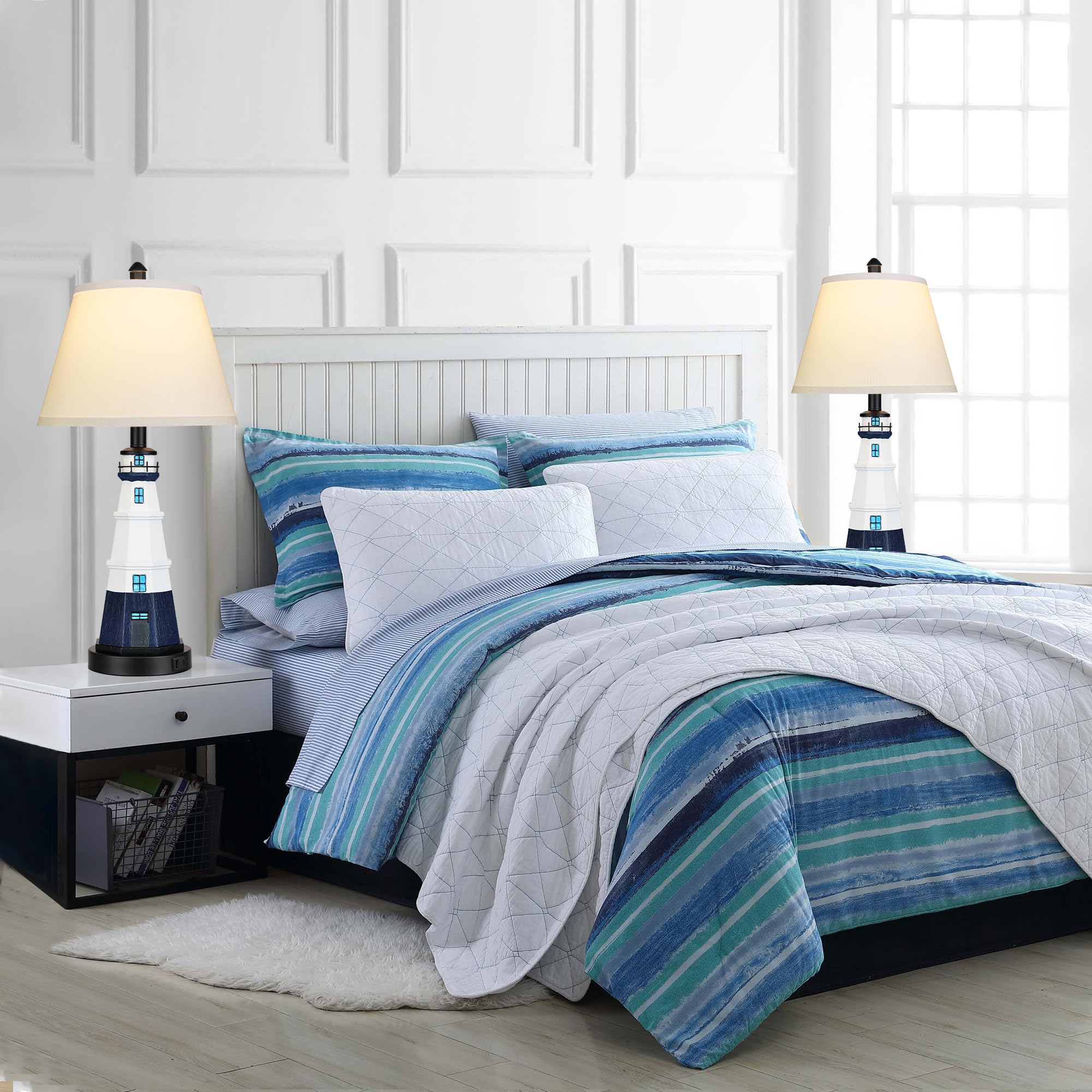 WIHTU included LED bulbs provide flicker-free brightness for reading