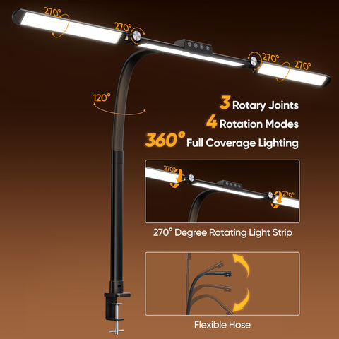 WIHTU LED desk lamp dimming control adjusts brightness for tasks.