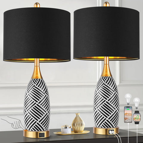 WIHTU luxury black gold ceramic lamp base enhances modern decor and warmth