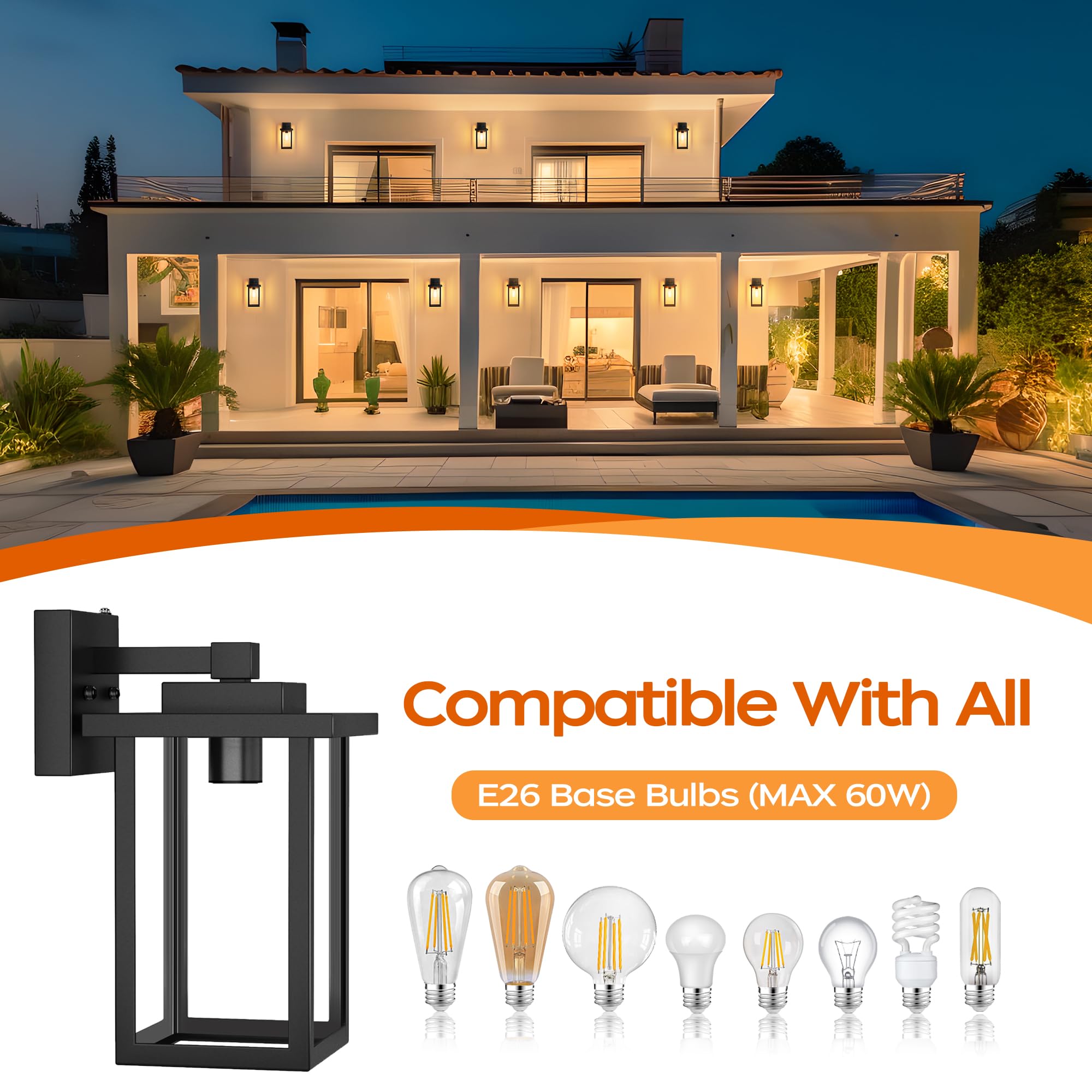 WIHTU modern rectangular outdoor light ideal for porch and entrance