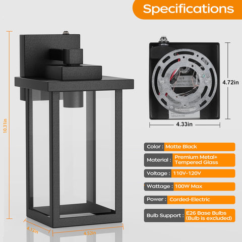 WIHTU outdoor wall light suitable for garage, courtyard, or hallway