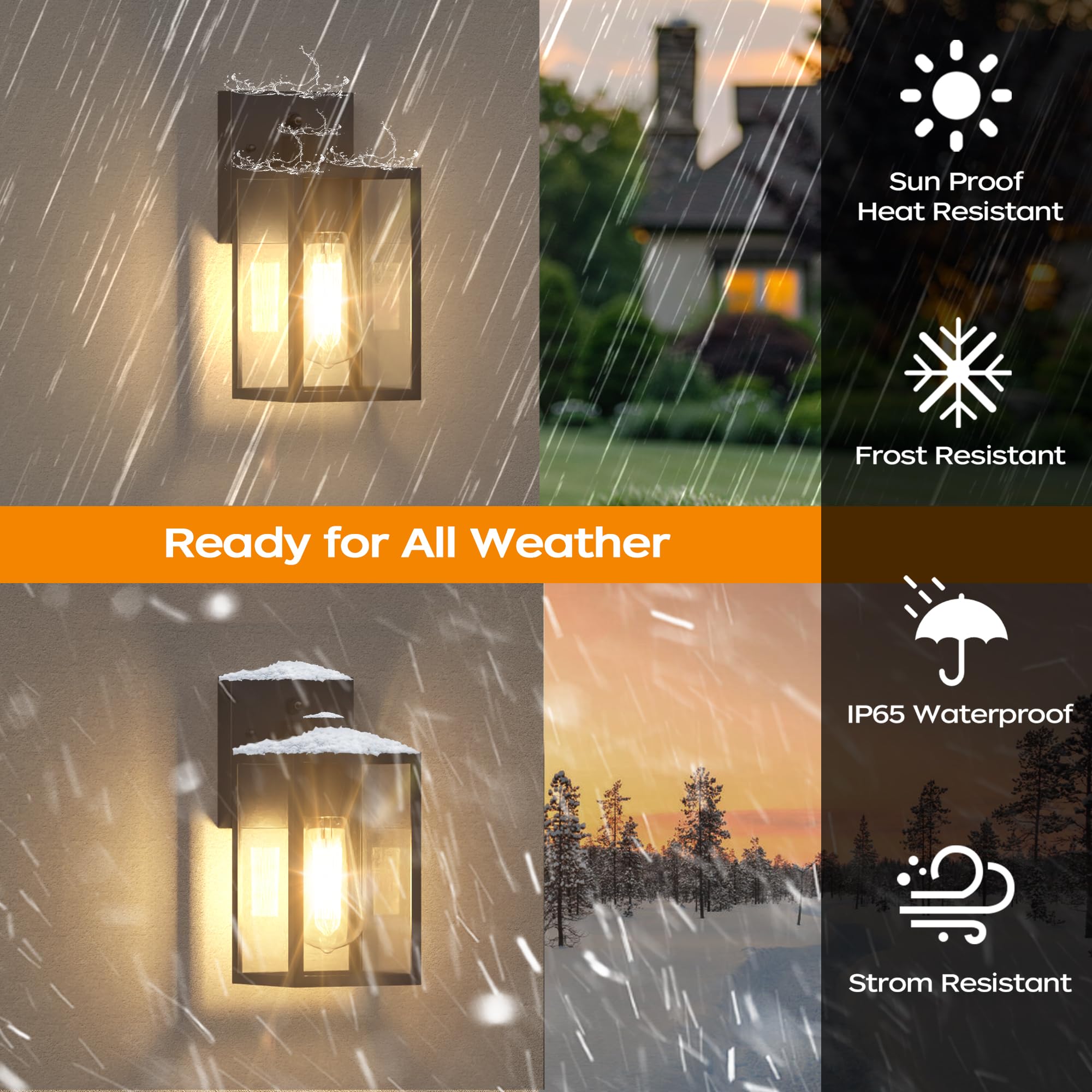 WIHTU rust-resistant exterior lantern withstands weather with durable finish.