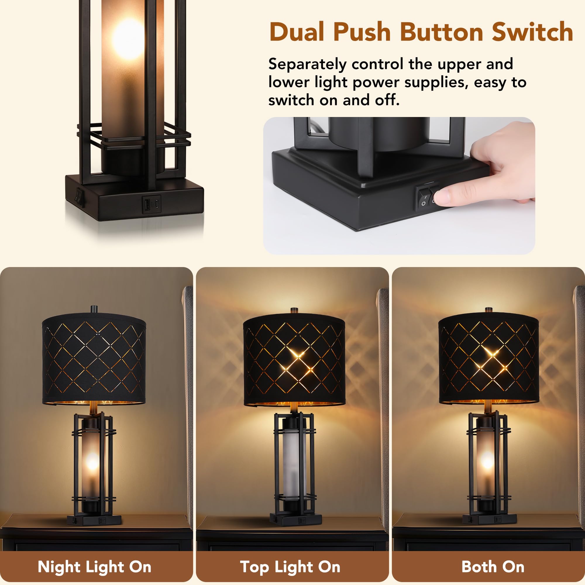 WIHTU table lamp with checkered shade diffusing soft light