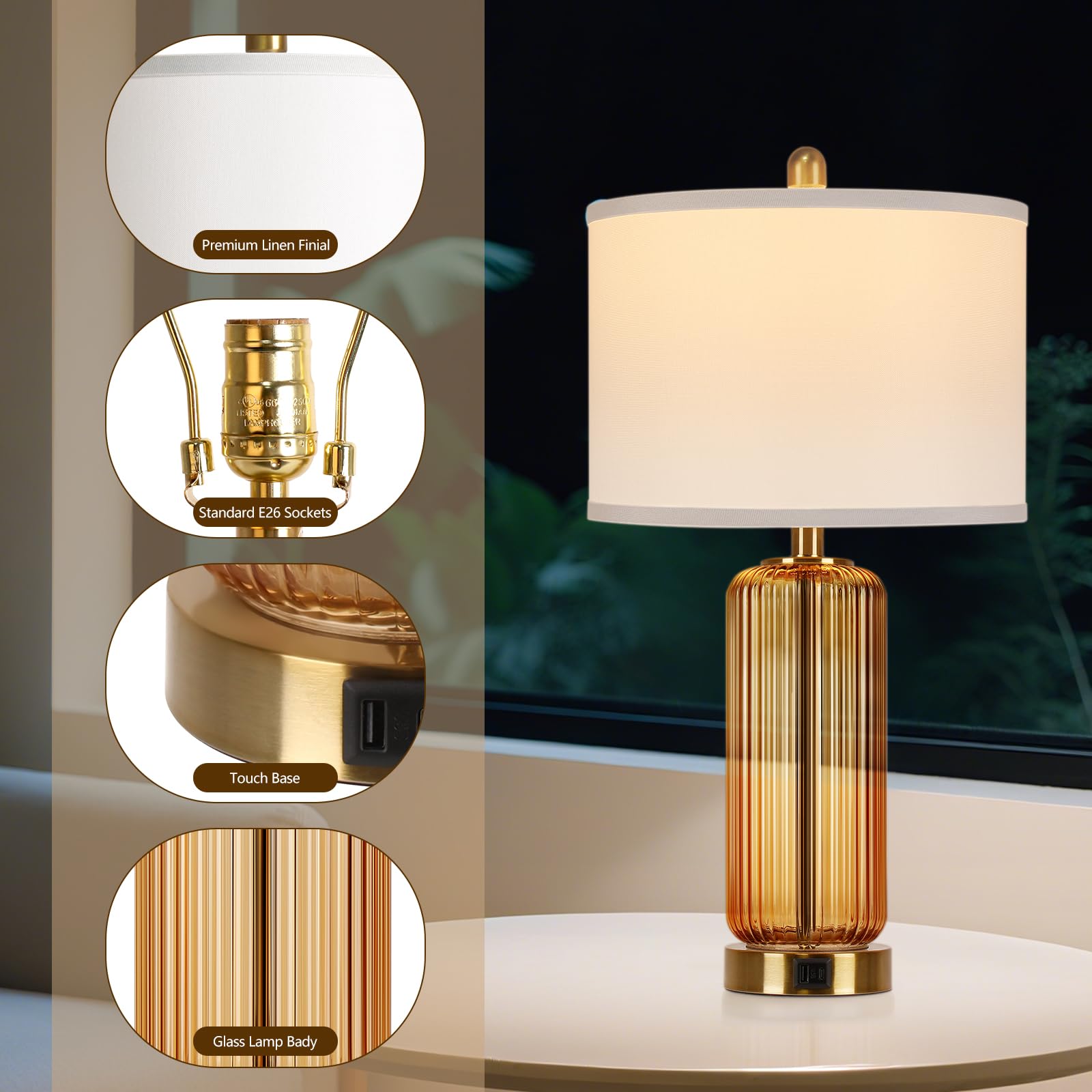 WIHTU 27 inch bedside lamps add height and a warm glow
