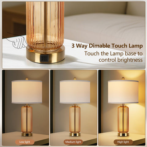 WIHTU table lamps with 3 way dimmable touch controls for versatile lighting