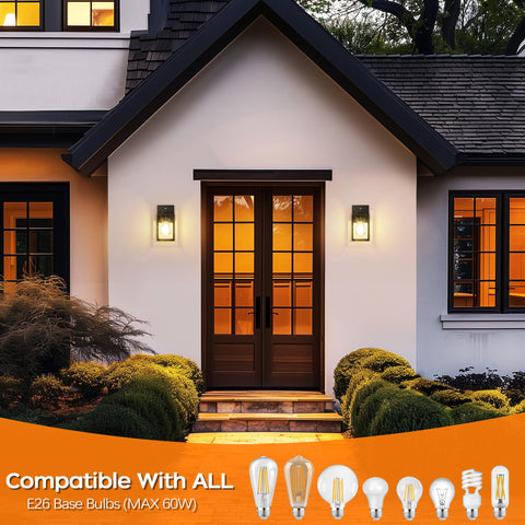 WIHTU tempered glass exterior lantern offers clear, shatter-resistant lighting.
