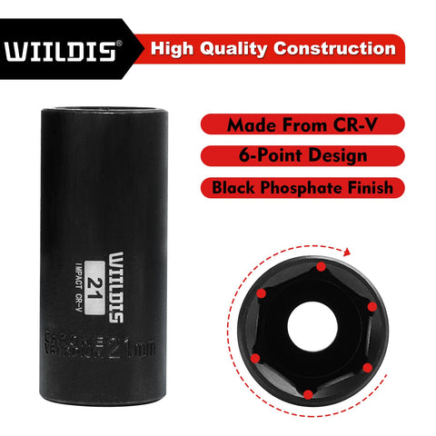 WIILDIS sockets showing laser-etched size markings for readability
