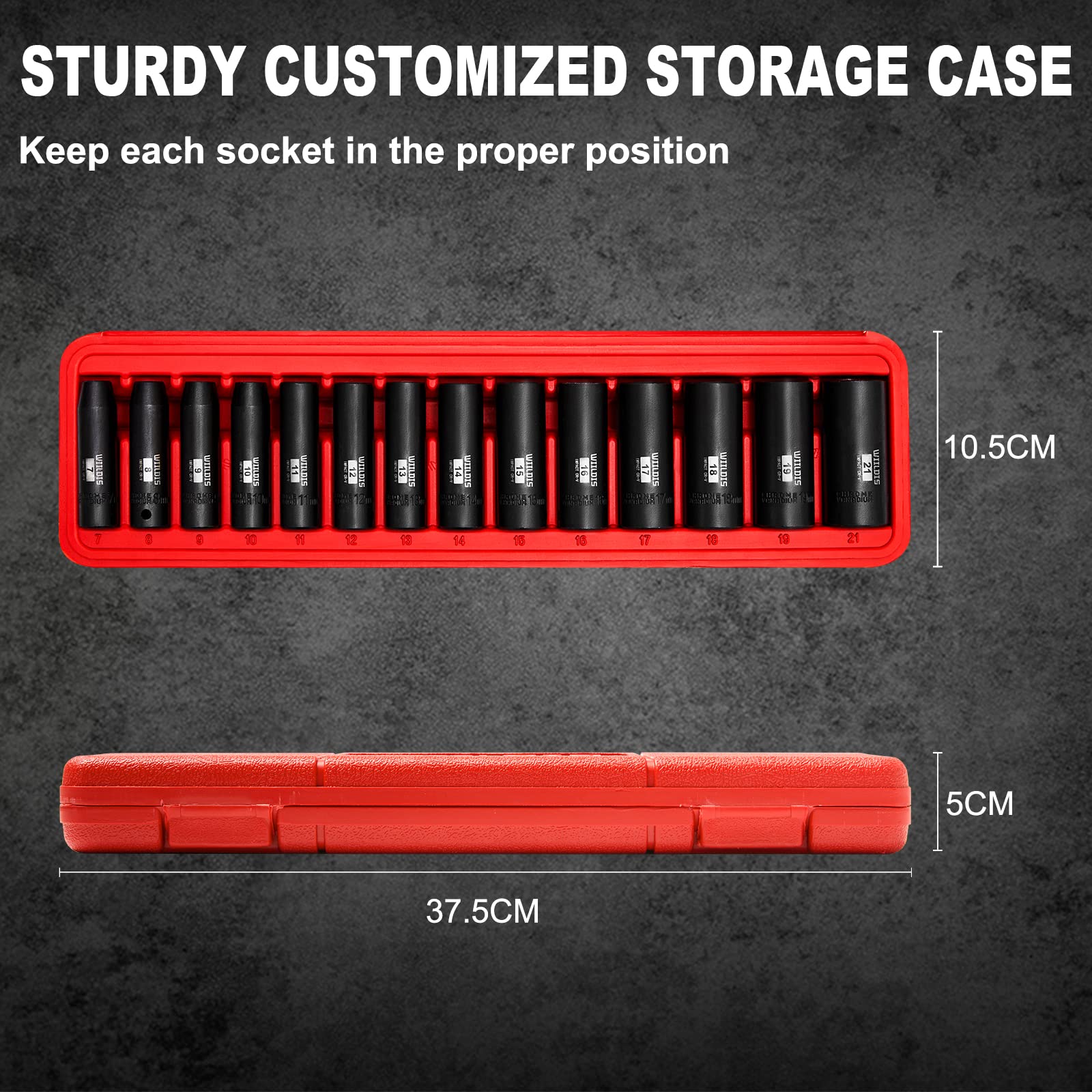 WIILDIS professional-use socket set on a workbench ready for maintenance tasks