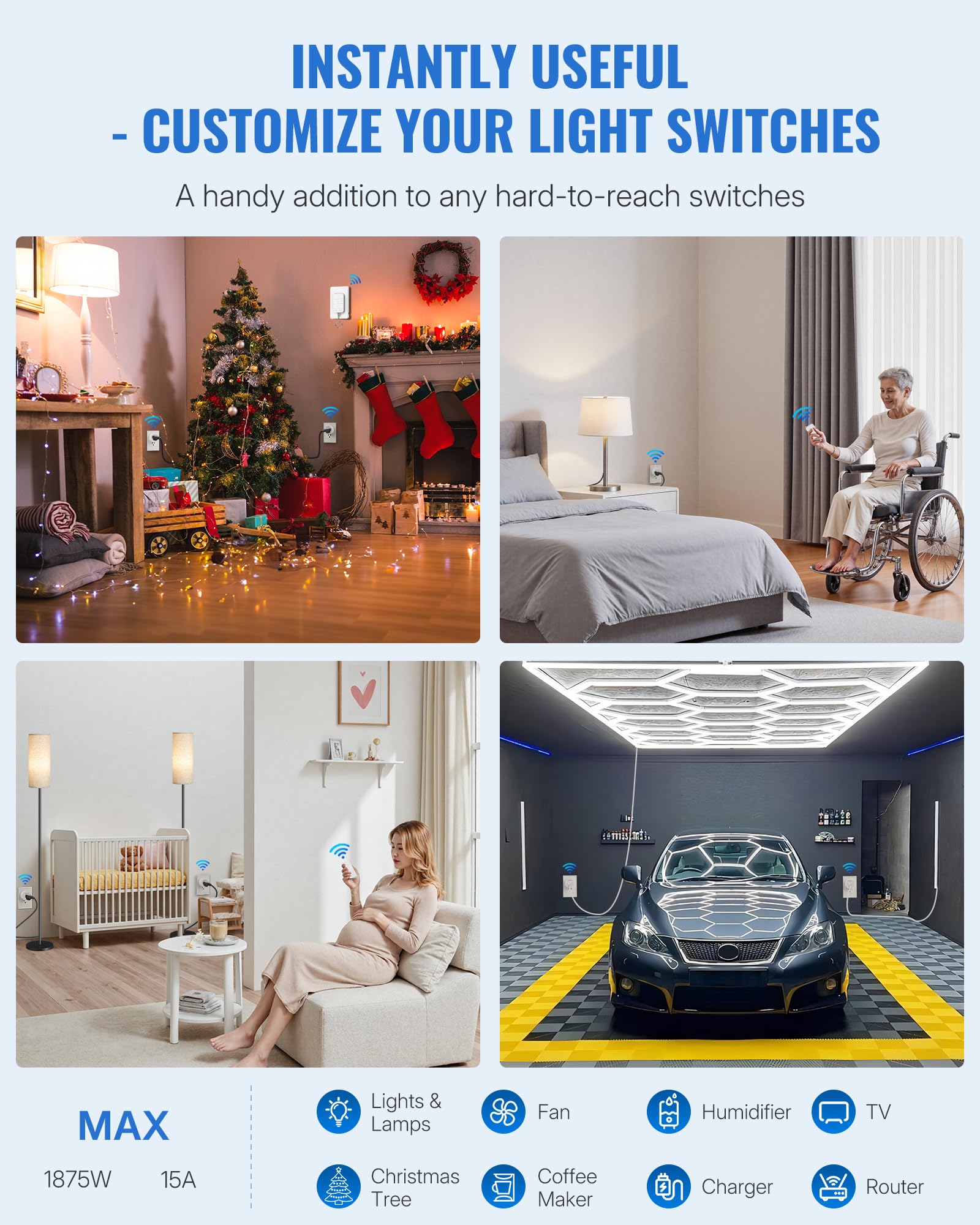 WILAWELS expandable with extra remotes and outlets for expanded control