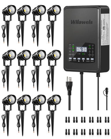 WILAWELS 12-pack landscape lights kit for enhanced curb appeal and yard visibility at night.