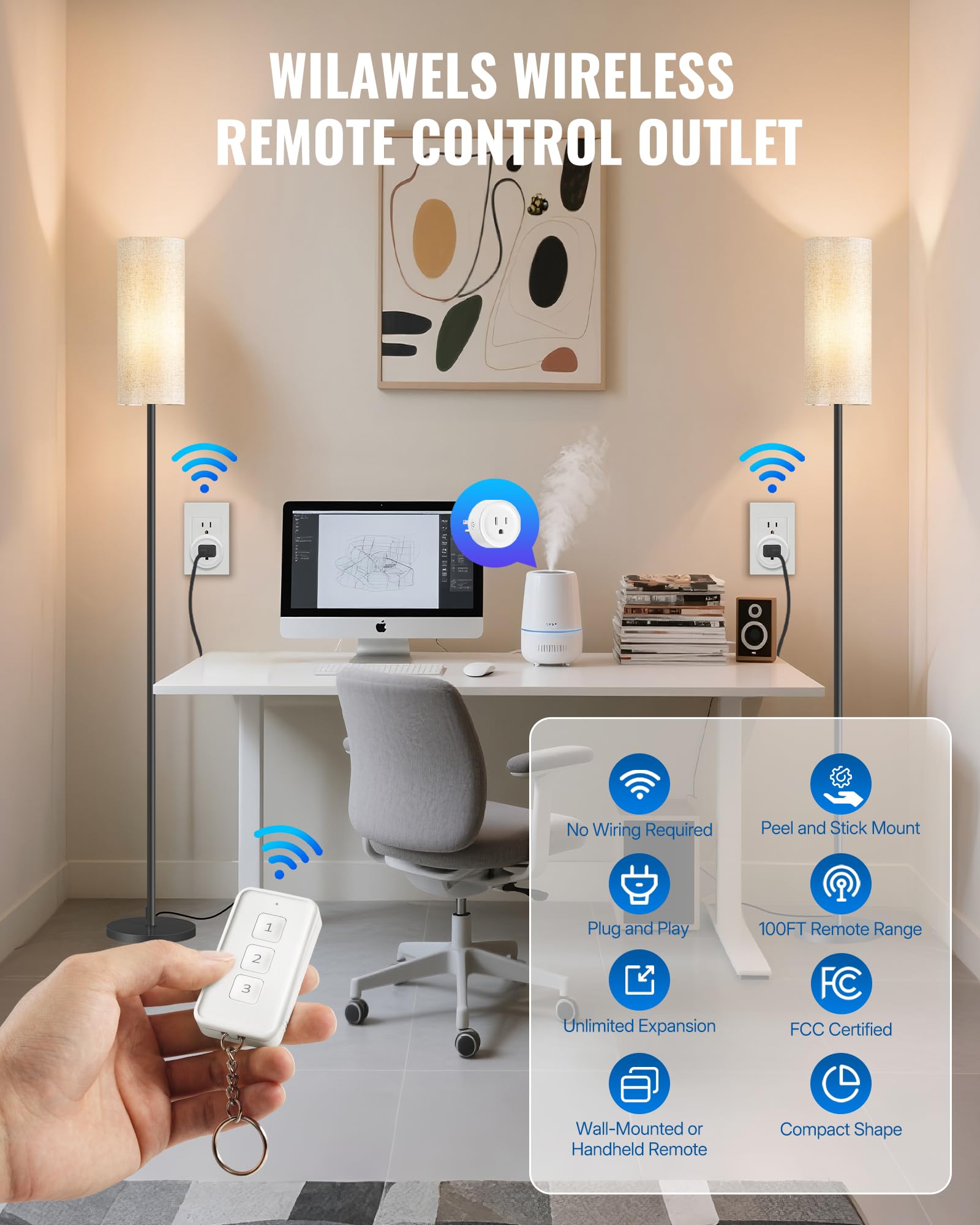 WILAWELS remote-control-outlet dimensions-view notes slim footprint for small outlets.