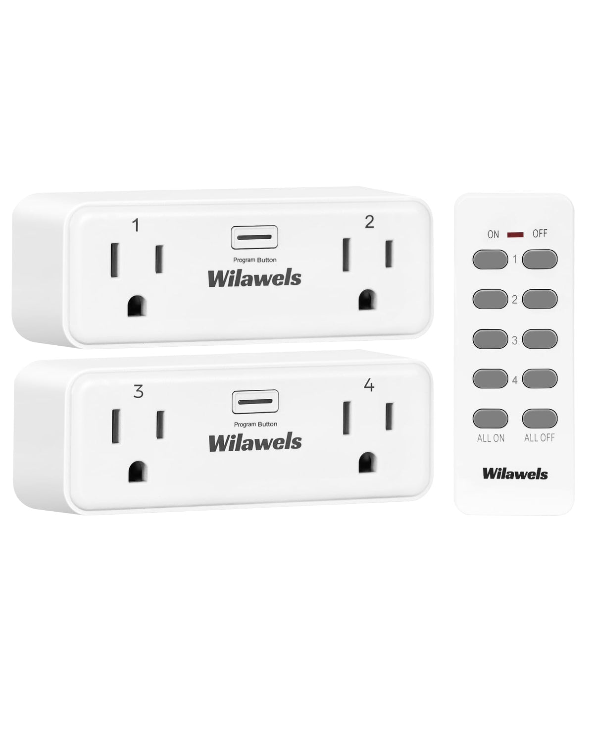 WILAWELS remote-control outlet with four sockets for independent lighting control.
