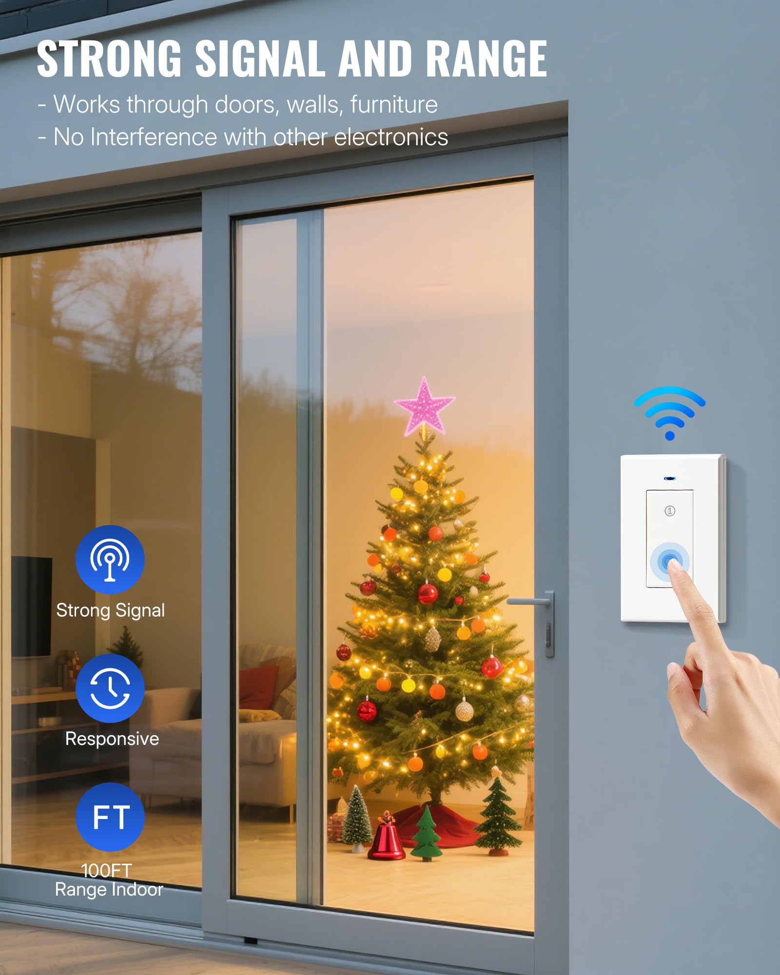 WILAWELS remote outlet with battery included for immediate operation.