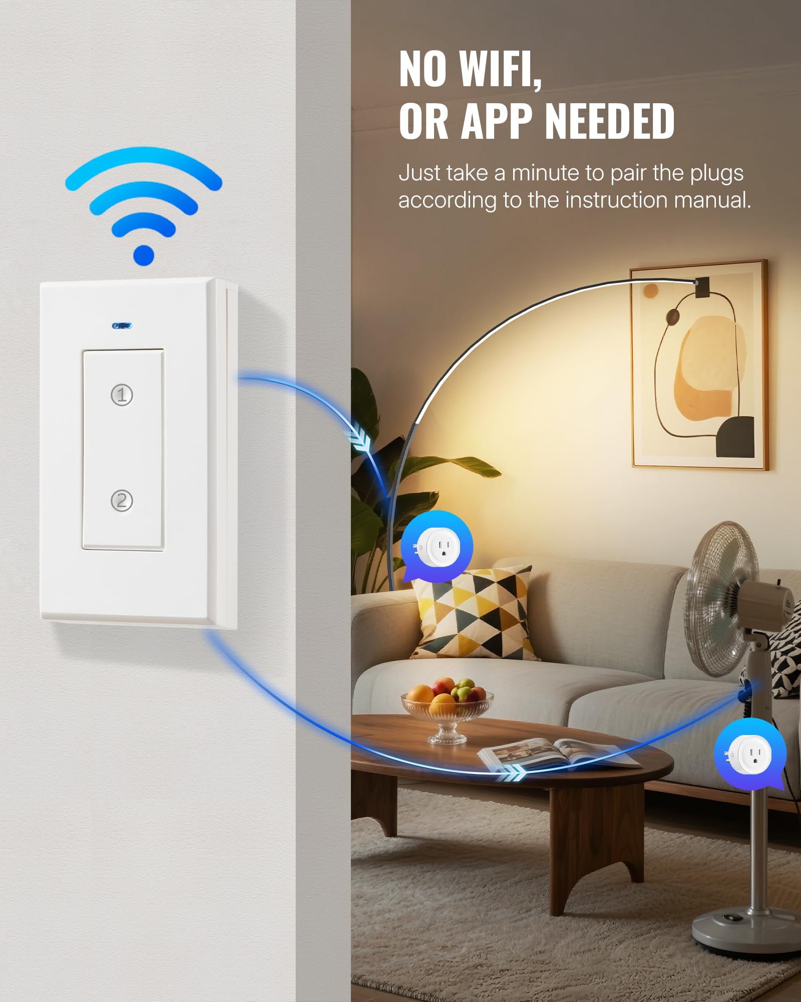 WILAWELS remote outlet faceplate demonstrates simple on/off control.