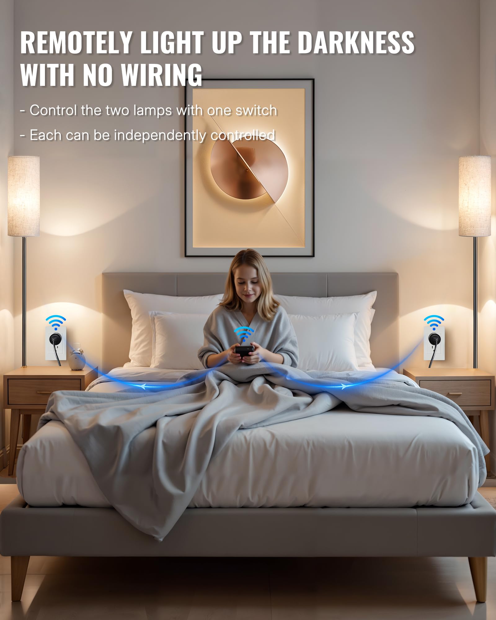 WILAWELS two-outlet compact design fits beside furniture without clutter.