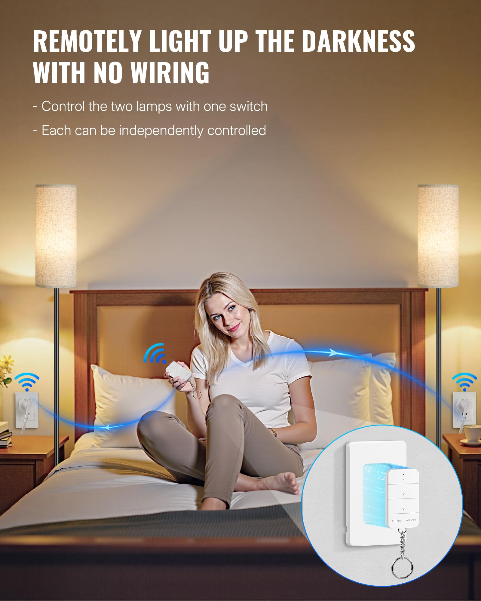WILAWELS two-plug remote controls two lamps from one remote