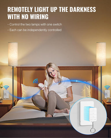 WILAWELS two-plug remote controls two lamps from one remote